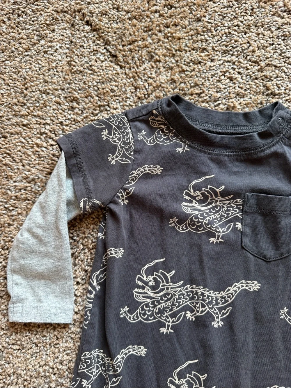 TEA COLLECTION Layered Button-Up Baby Romper in Korean Pottery Dragon